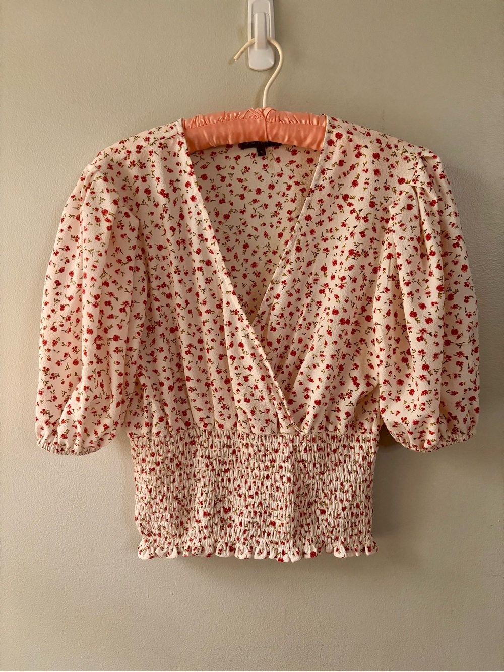 1. STATE Floral Puff Sleeve Blouse Smocked Waist SZ S Coquette - Picture 2 of 6
